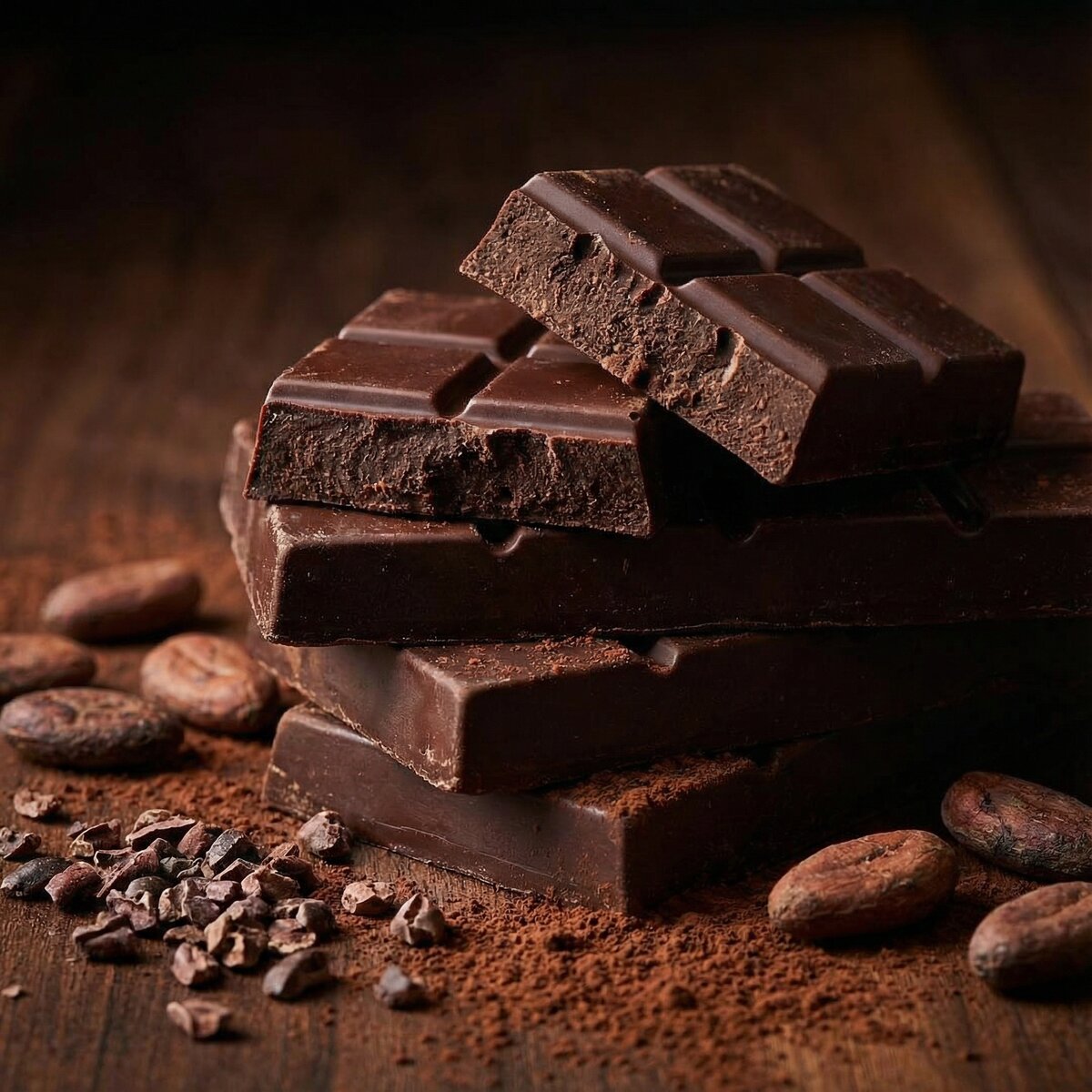 Chocolate negro artesanal con granos de cacao